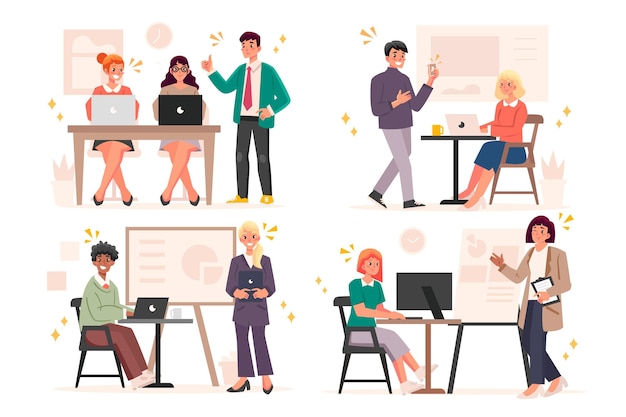 Flat illustration people on business training