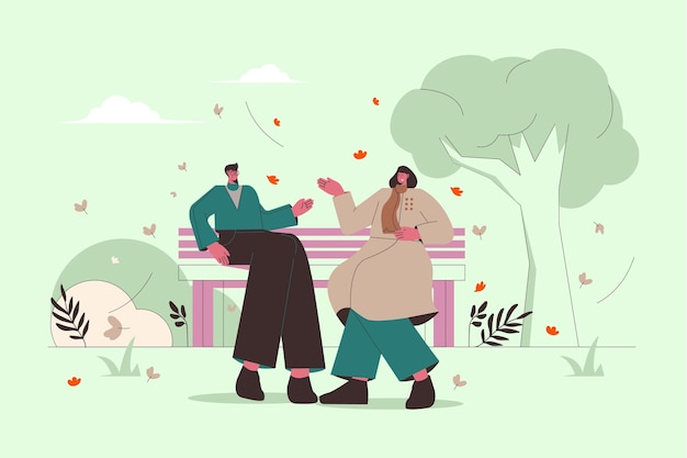 Free Vector flat illustration of people enjoying autumn weather