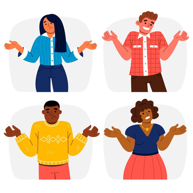 Flat illustration of people shrugging