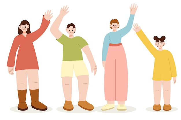 Free vector flat illustration of people waving