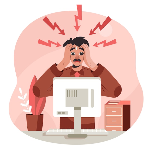 Flat illustration of person being overwhelmed