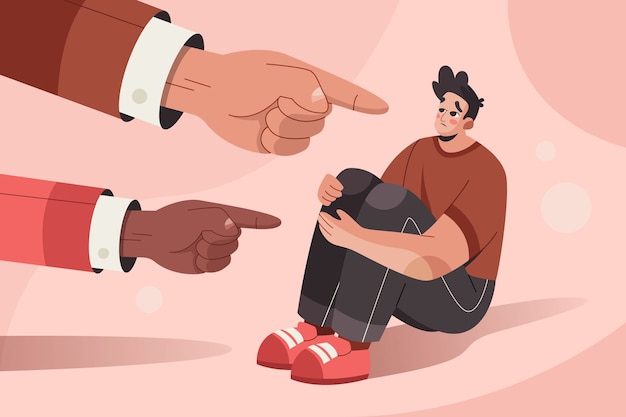 Flat illustration of person being shamed or blamed