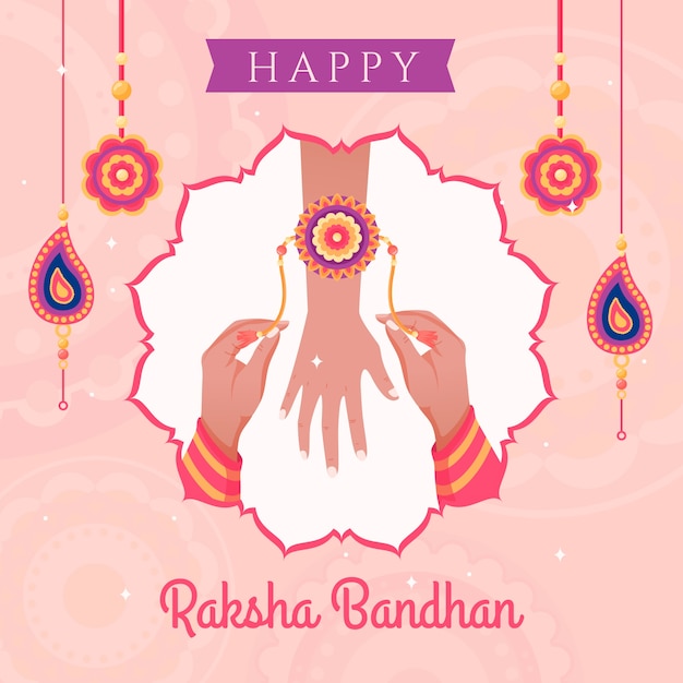 Free vector flat illustration for raksha bandhan festival celebration