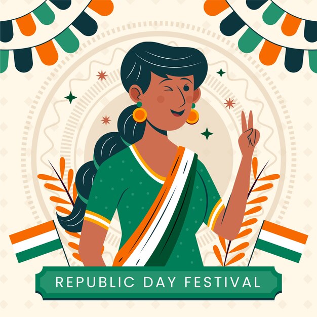 Free Vector flat illustration for republic day celebration