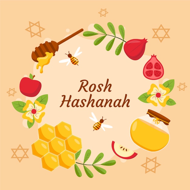 Free Vector flat illustration for rosh hashanah jewish new year celebration