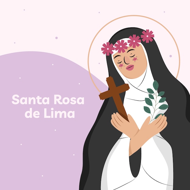 Flat illustration for santa rosa de lima religious celebration