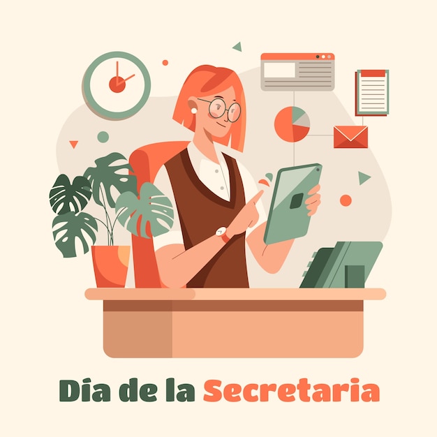 Free vector flat illustration for secretary's day celebration