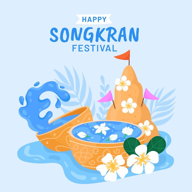 Flat illustration for songkran water festival