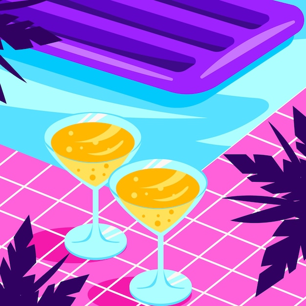 Free Vector flat illustration for summertime in 80's style