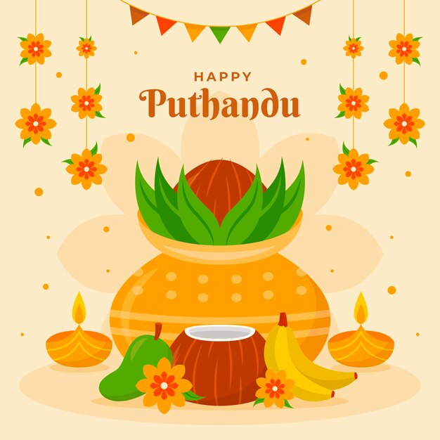 Flat illustration for tamil new year celebration