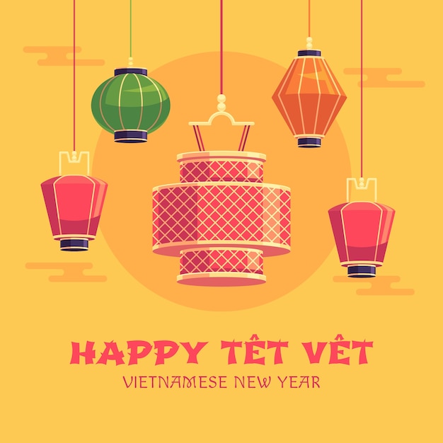 Free Vector flat illustration for tet new year celebration