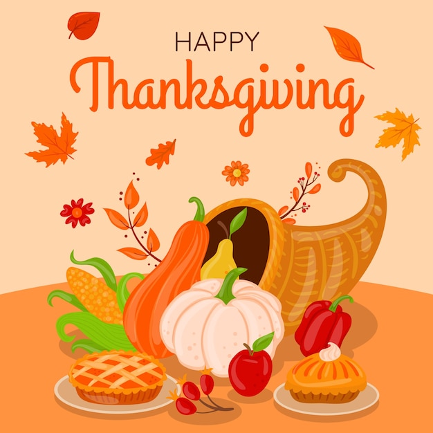 Flat illustration for thanksgiving day celebration