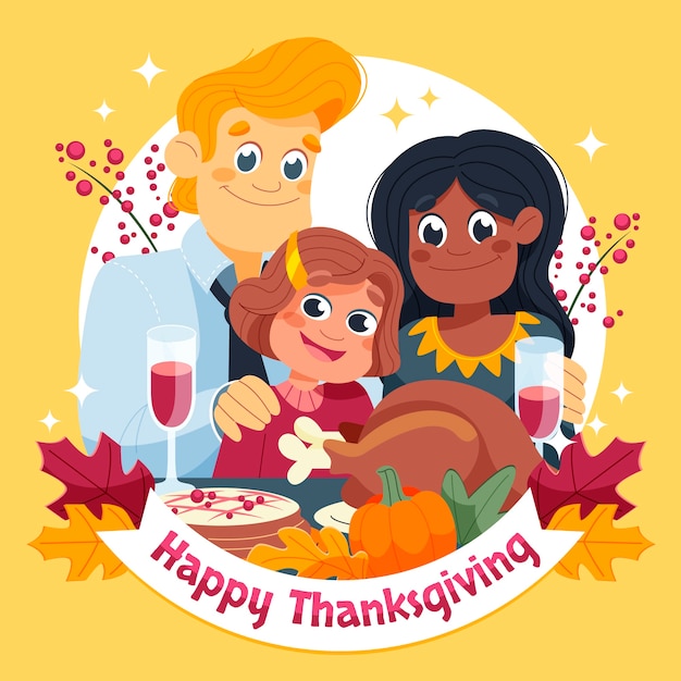 Flat illustration for thanksgiving day celebration