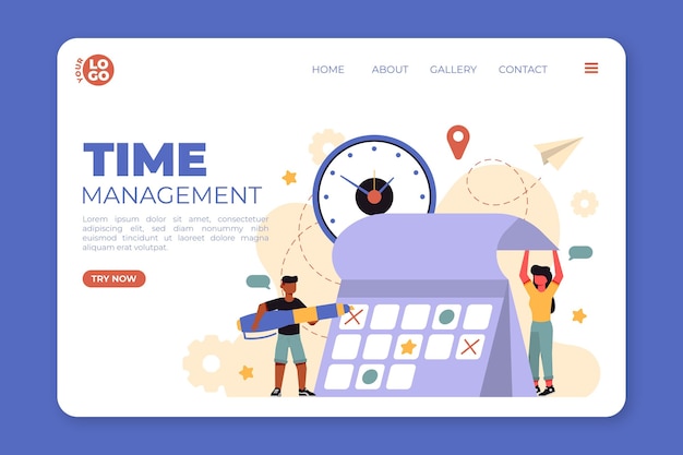 Flat illustration time management web template