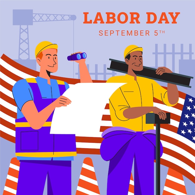 Flat illustration for us labor day celebration