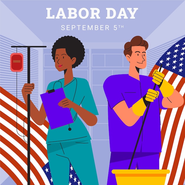 Free vector flat illustration for us labor day celebration