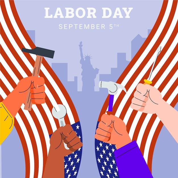 Free vector flat illustration for us labor day celebration