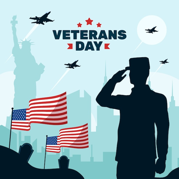 Free Vector flat illustration for us veterans day holiday