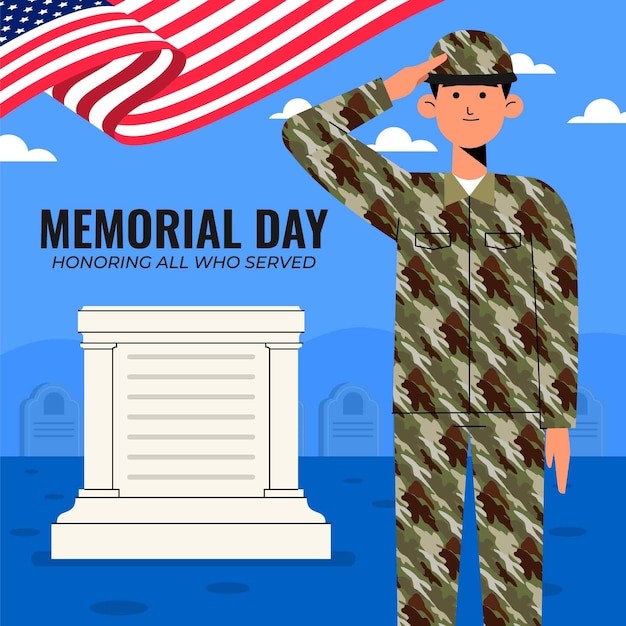 Flat illustration for usa memorial day celebration