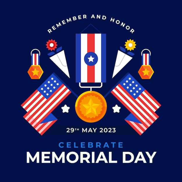 Free Vector flat illustration for usa memorial day celebration