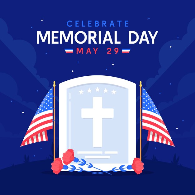 Free Vector flat illustration for usa memorial day holiday