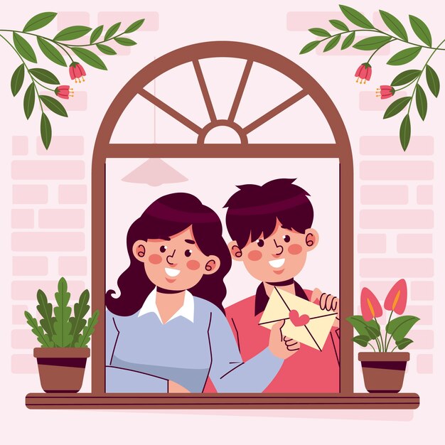 Flat illustration for valentines day