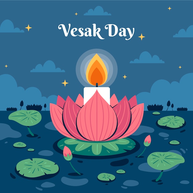 Flat illustration for vesak festival celebration