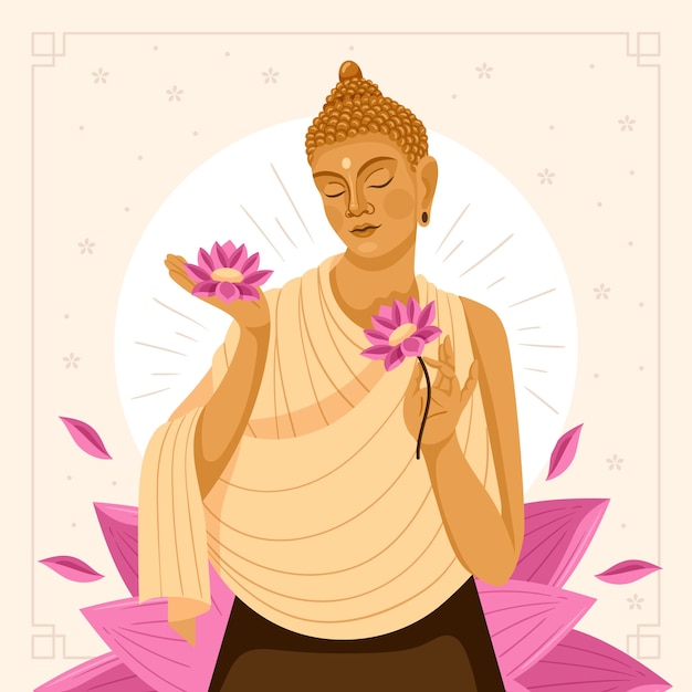 Free vector flat illustration for vesak festival celebration