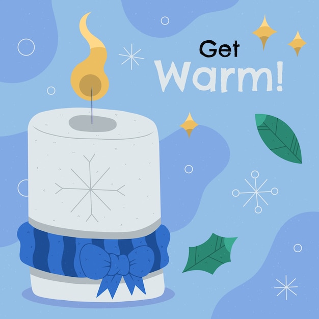 Free Vector flat illustration for winter season with candle