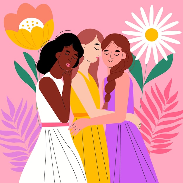 Flat illustration women's day celebration