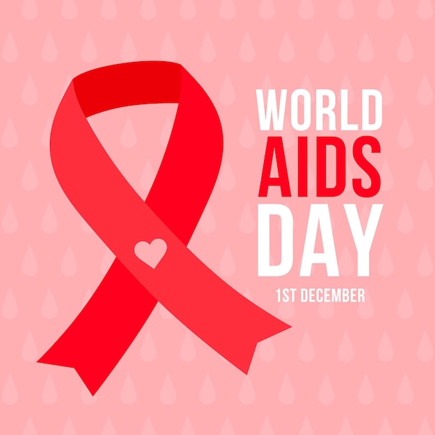 Flat illustration of world aids day ribbon