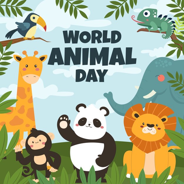 Flat illustration for world animal day celebration