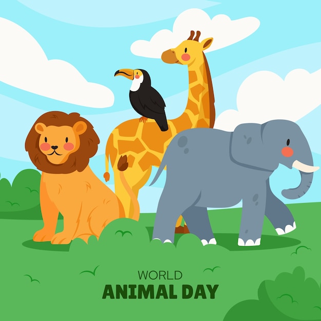 Flat illustration for world animal day celebration