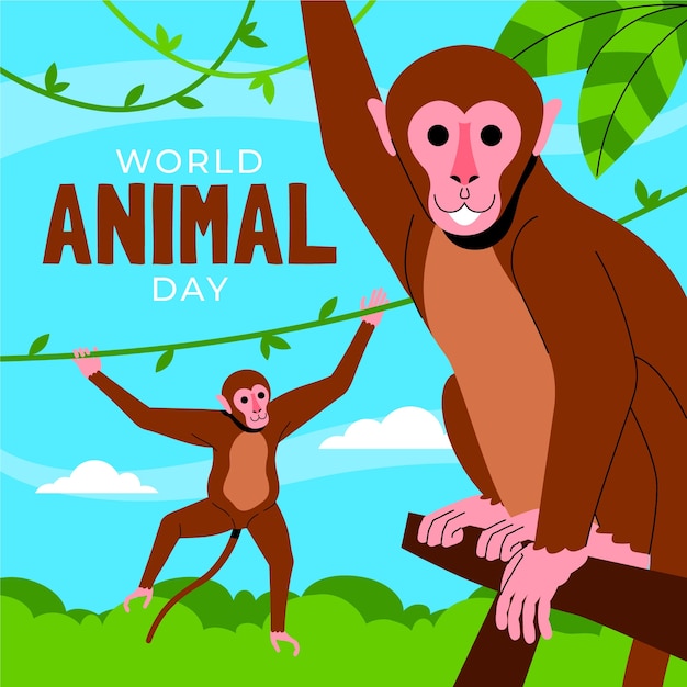 Free vector flat illustration for world animal day celebration