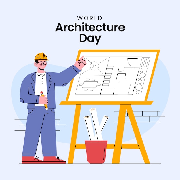 Flat illustration for world architecture day celebration