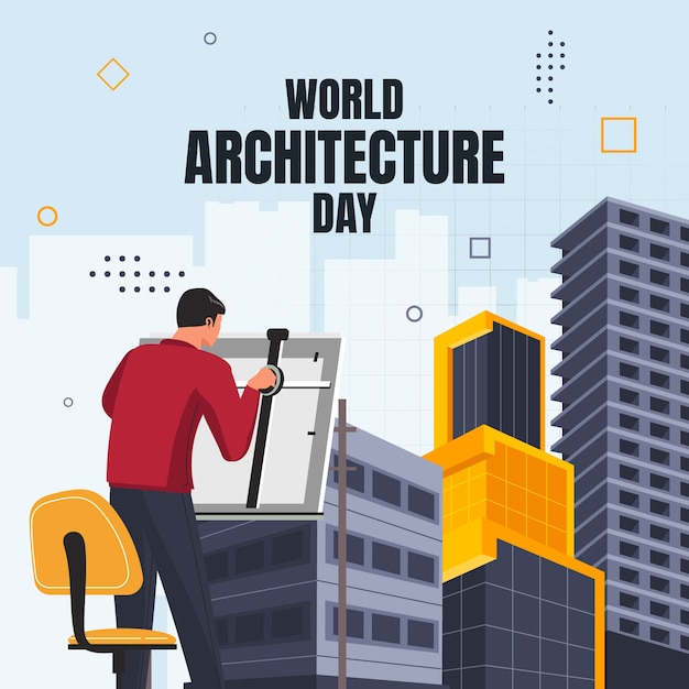 Flat illustration for world architecture day