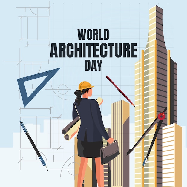 Flat illustration for world architecture day