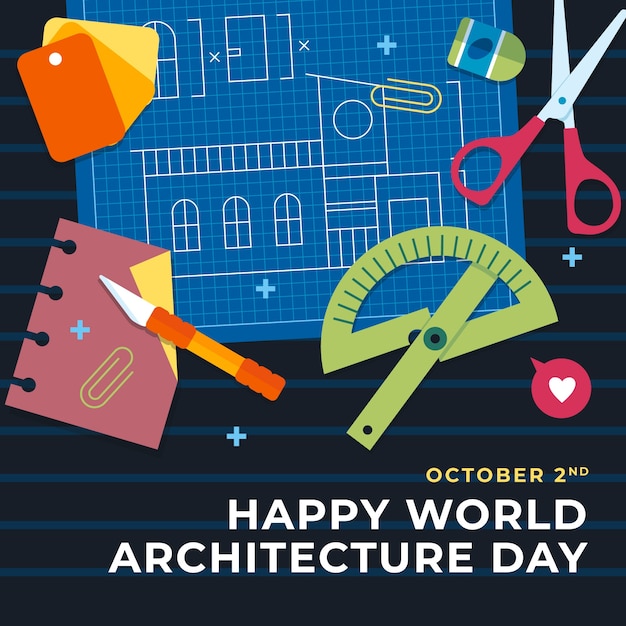 Flat illustration for world architecture day