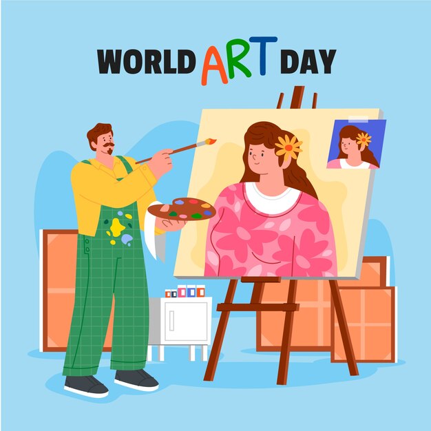 Flat illustration for world art day