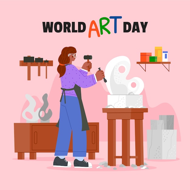 Flat illustration for world art day