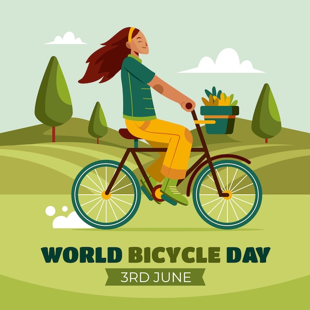 Flat illustration for world bicycle day celebration