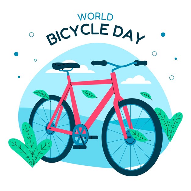 Flat illustration for world bicycle day celebration