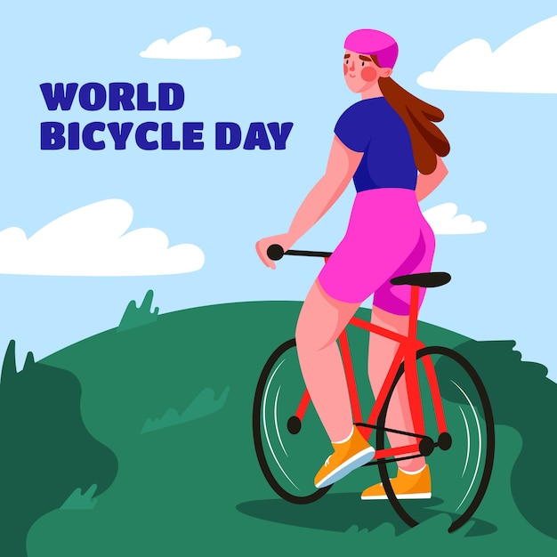 Free Vector flat illustration for world bicycle day celebration