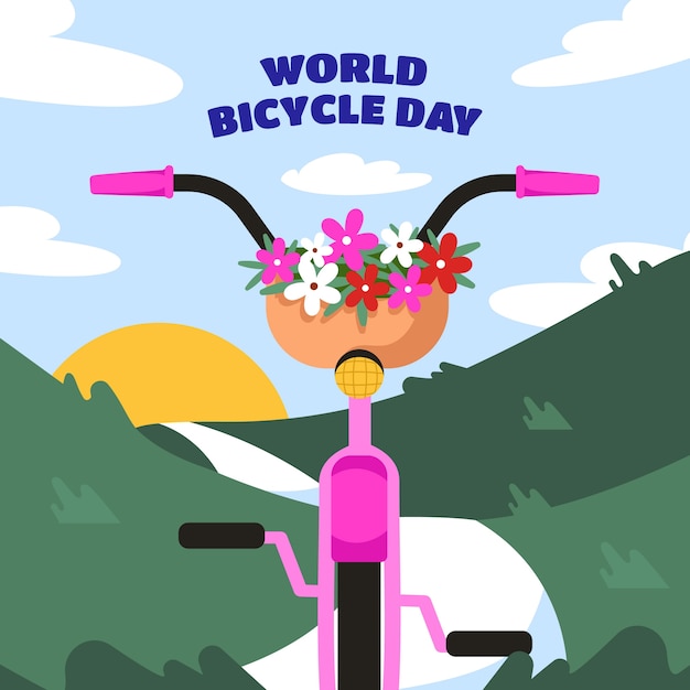 Flat illustration for world bicycle day celebration