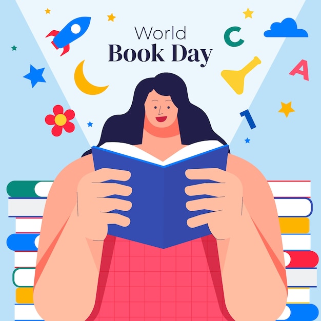 Flat illustration for world book day celebration