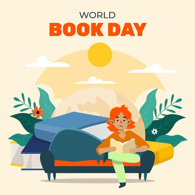 Free Vector flat illustration for world book day celebration