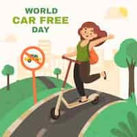 Free vector flat illustration for world car free day