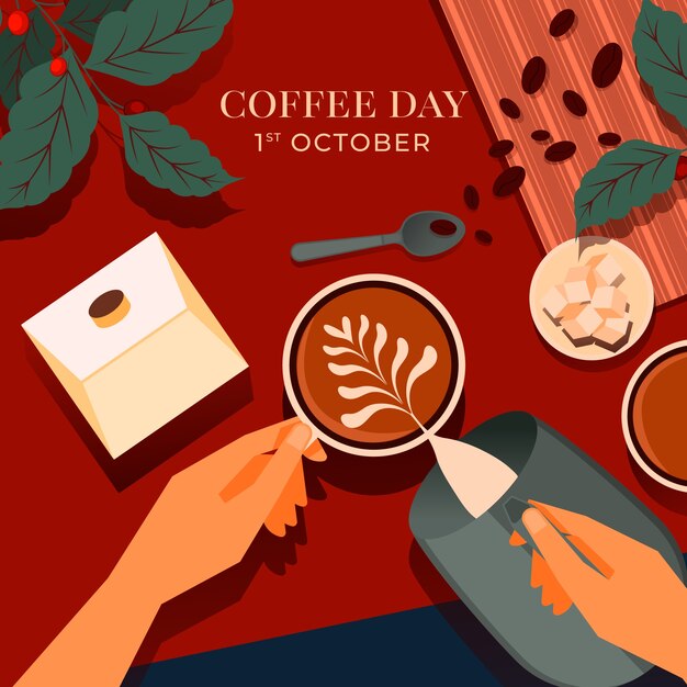 Flat illustration for world coffee day celebration