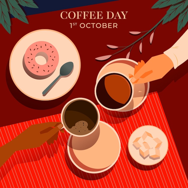 Flat illustration for world coffee day celebration