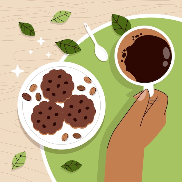 Flat illustration for world coffee day celebration